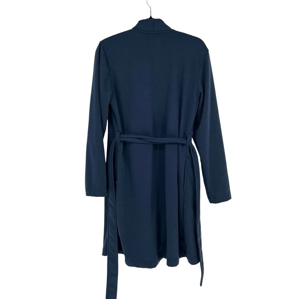UGG Women's Navy Blue Belted Lounge Robe Soft Fleece Cardigan Duster M